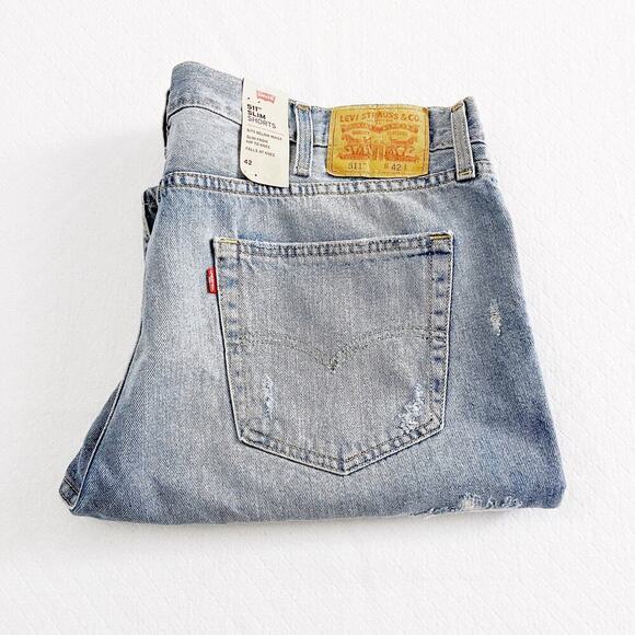 Levi's 511 Slim Shorts Men's Light Wash Denim Jean Shorts SZ42 NWT - Picture 4 of 6